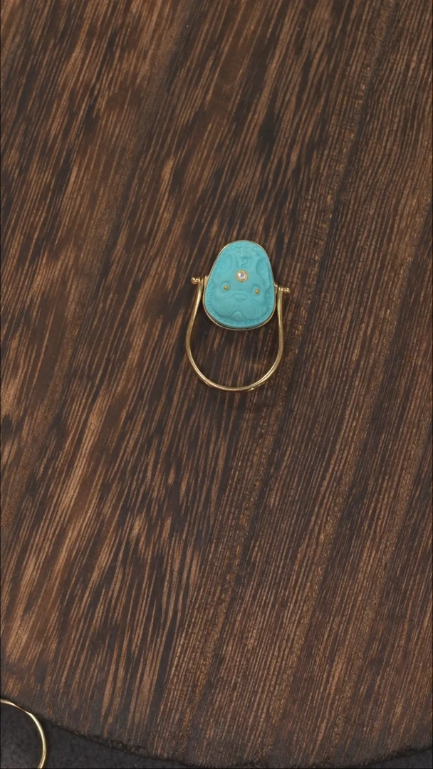 【闪购商品】绿松石戒指18K金镶嵌1