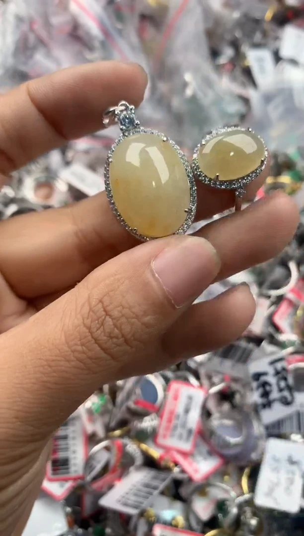 银S925镶嵌戒指翡翠555----6