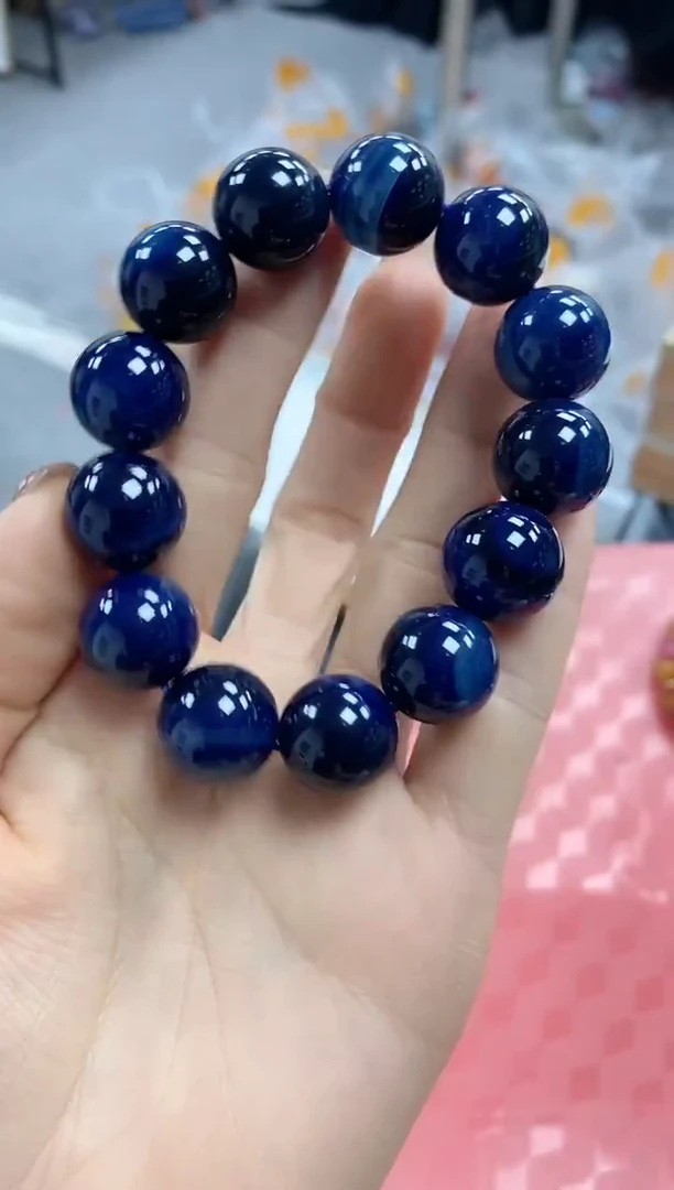 未镶嵌项链玛瑙/玉髓星际蓝卡16mm13颗