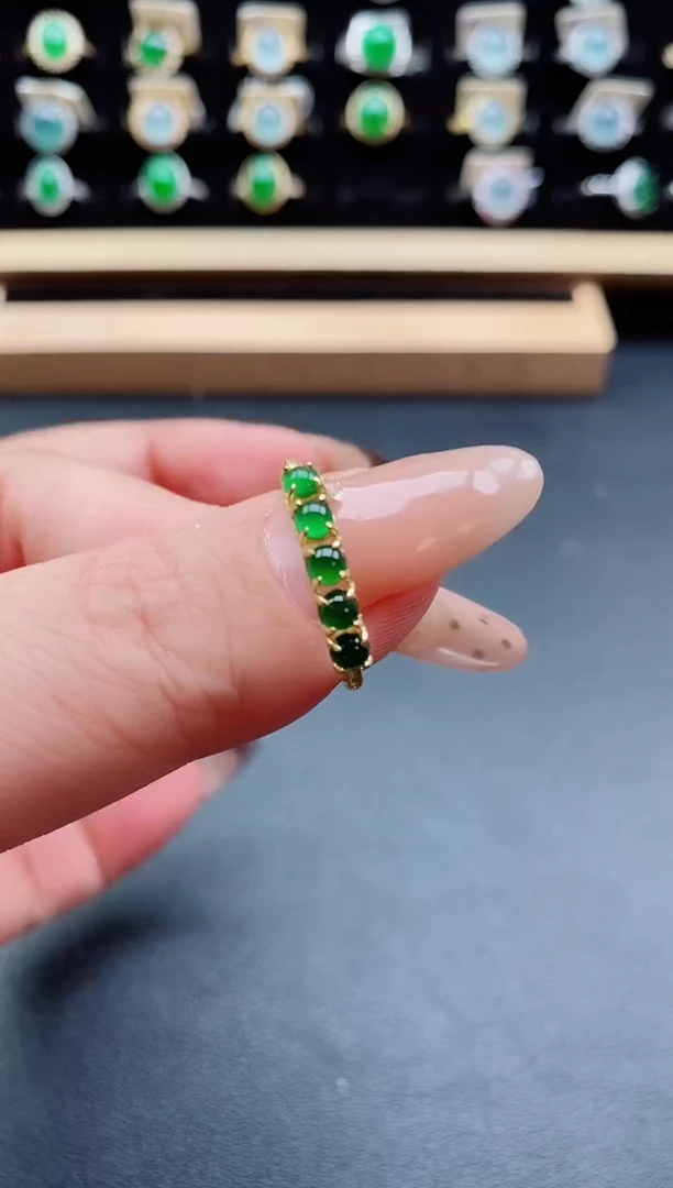 银S925镶嵌戒指翡翠1