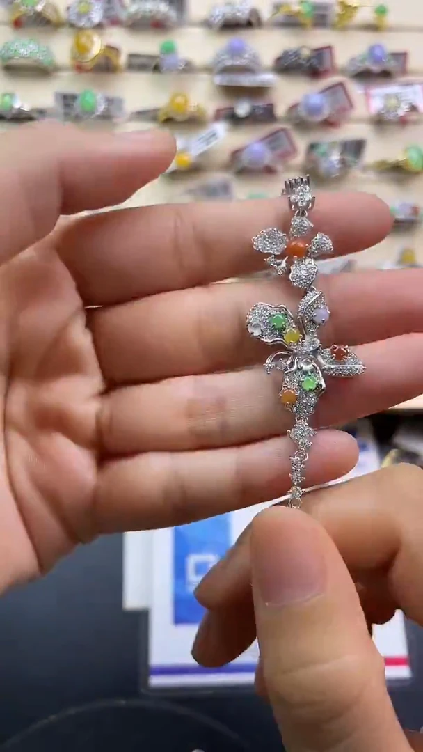 银S925镶嵌戒指翡翠翡翠 蛋面 银S925镶嵌