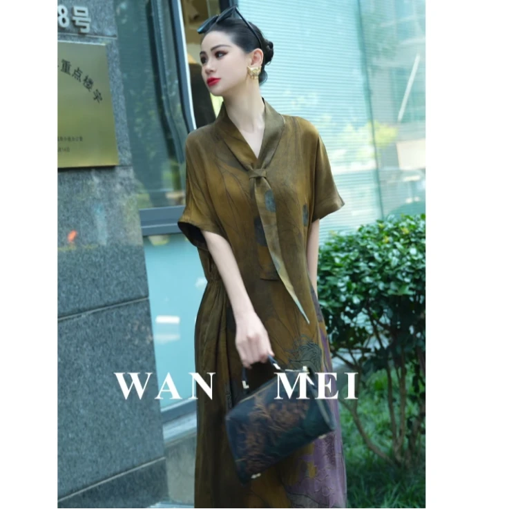 【琉香】长裙精品时尚国风设计款飘带领渐变色YH9359女款130cm 200g