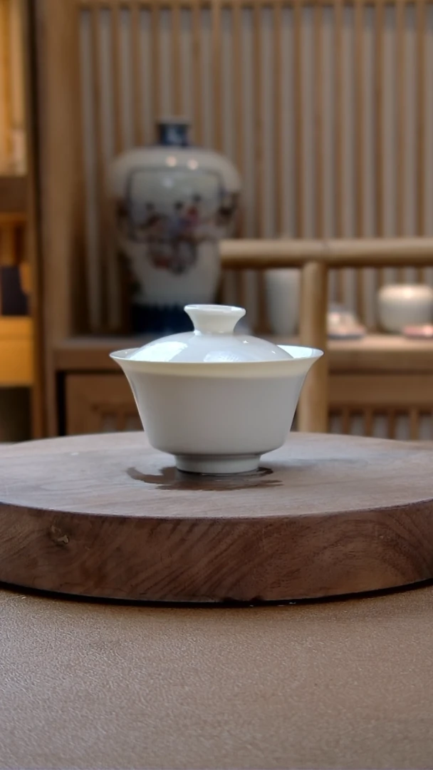 【闪购商品】翰文堂牙黄马蹄盖碗