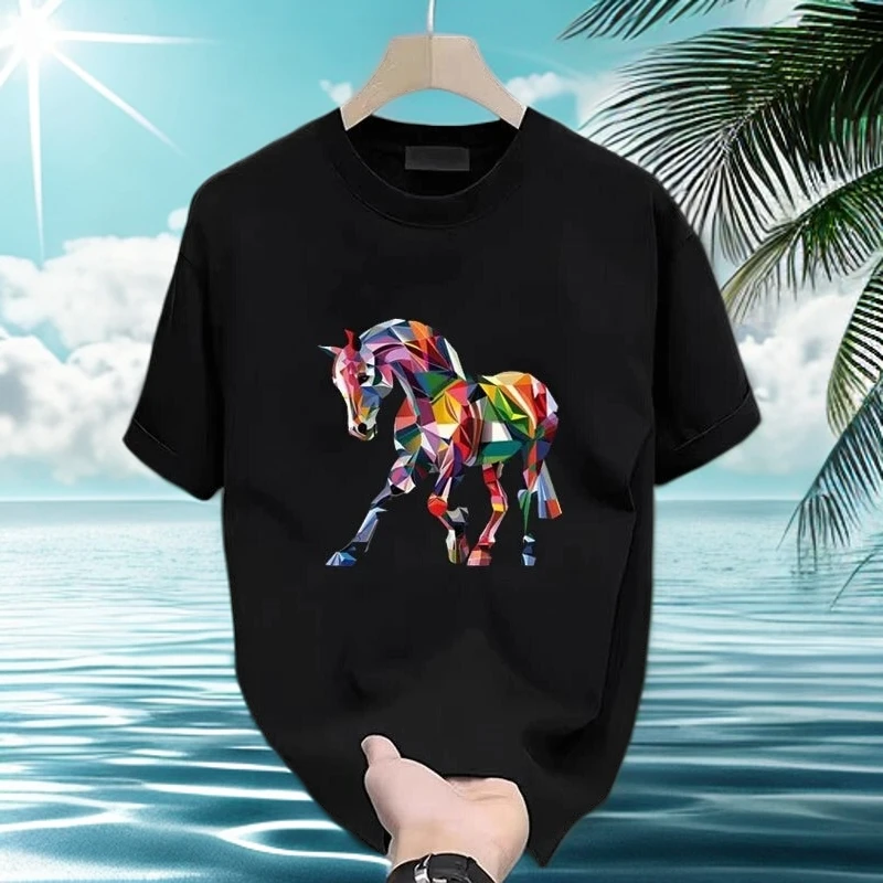 仓石一树潮牌短袖T恤男夏季2025黑色现代宽松小马百搭情侣装上衣