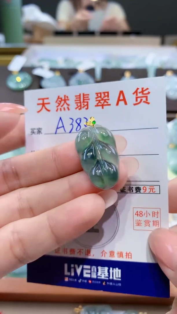 颈饰18K金镶嵌翡翠天然翡翠A货挂件