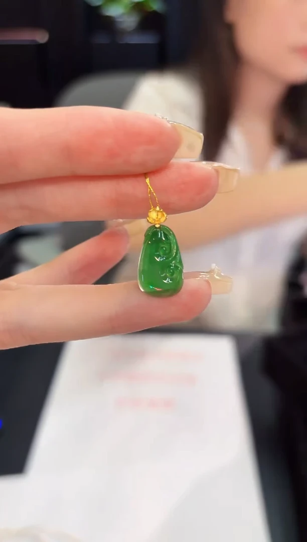 翡翠18K金镶嵌颈饰 缅料A货/支持复检/一件