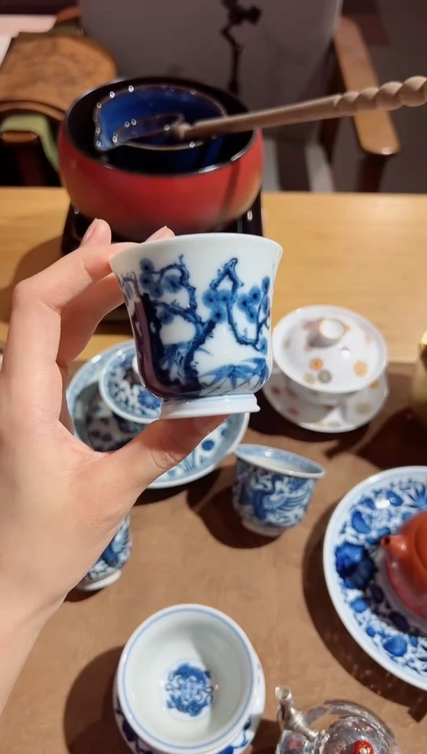 雨后 湛蓝系列 松竹梅 折腰杯