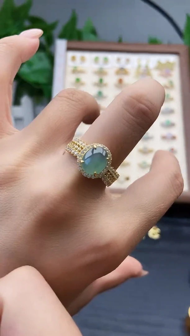 银S925镶嵌戒指翡翠12