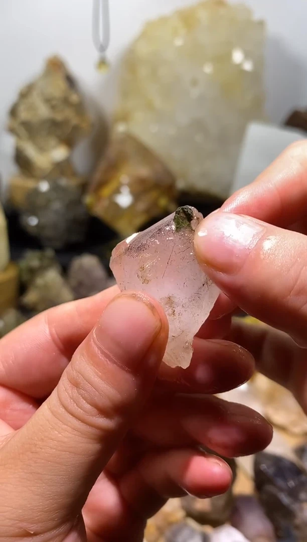 水晶珠宝半成品未镶嵌12号超七花园+发晶+绿帘石