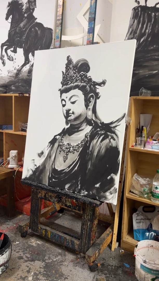 丙烯画只****话北北老师fo水墨