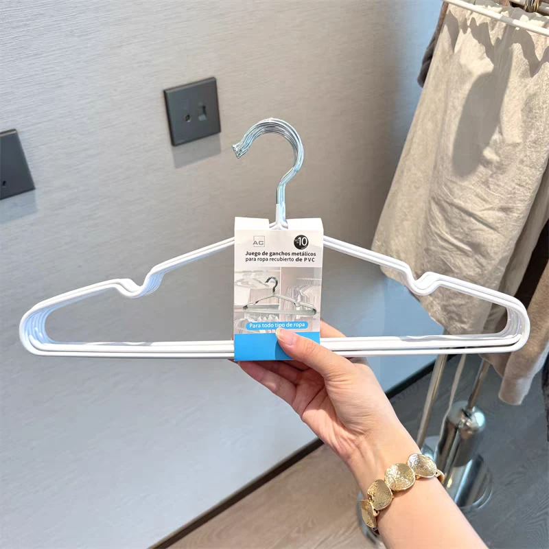 加粗无痕浸塑成人挂衣架10支装