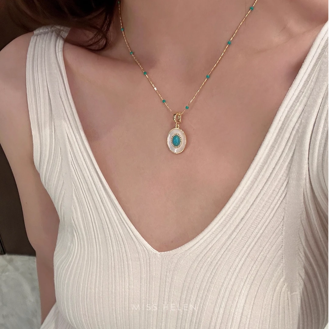 铜合金项链 复古贝壳项链女轻奢气质优雅通勤锁骨链夏季劲链配饰