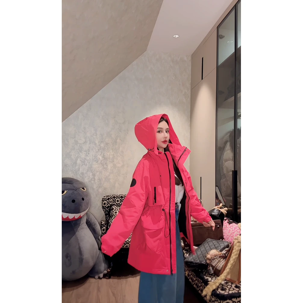 姗蔓高端定制/216连帽拉链设计感冲锋衣棉服大外套