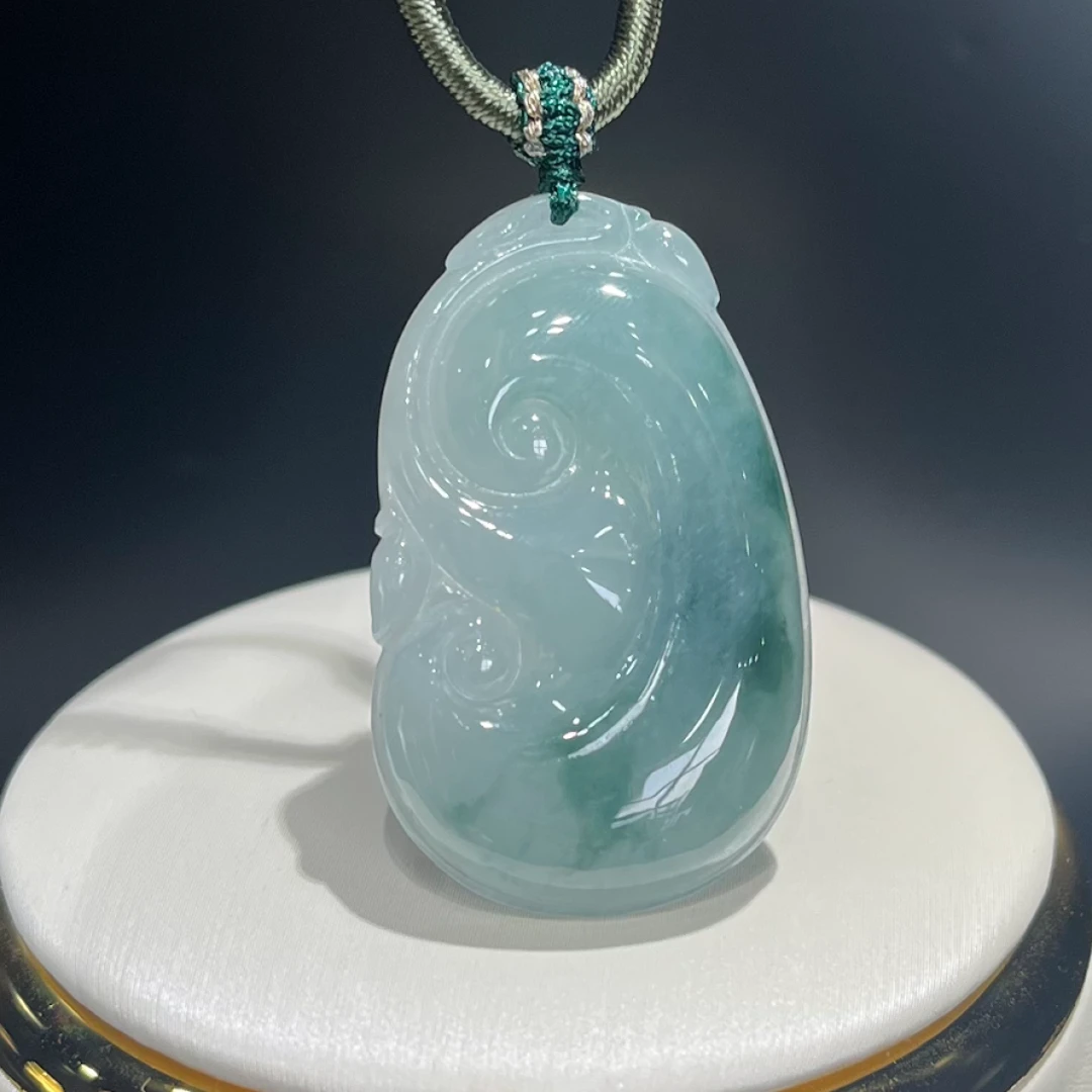 BAQIZHUBAO/八七珠宝天然翡翠LD飘绿花小如意 多样性发一件