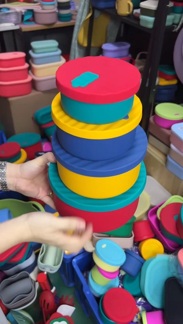 硅胶HX-四件套-混色-圆形波浪盒