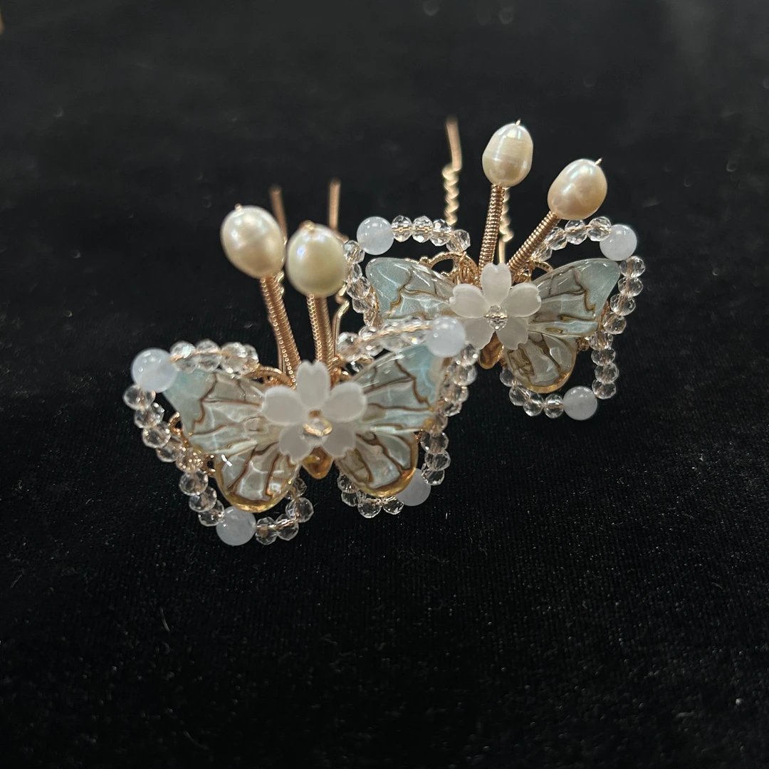 古悦倾城【小蝴蝶小钗】古风长流苏发簪中国风汉服配饰中式古典发饰