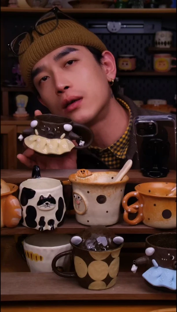 杯子陶景德镇可爱设计师款陶瓷