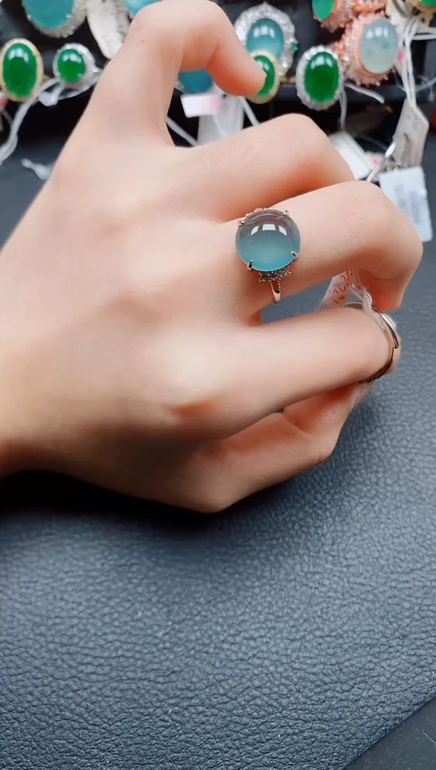 银S925镶嵌戒指翡翠翡翠