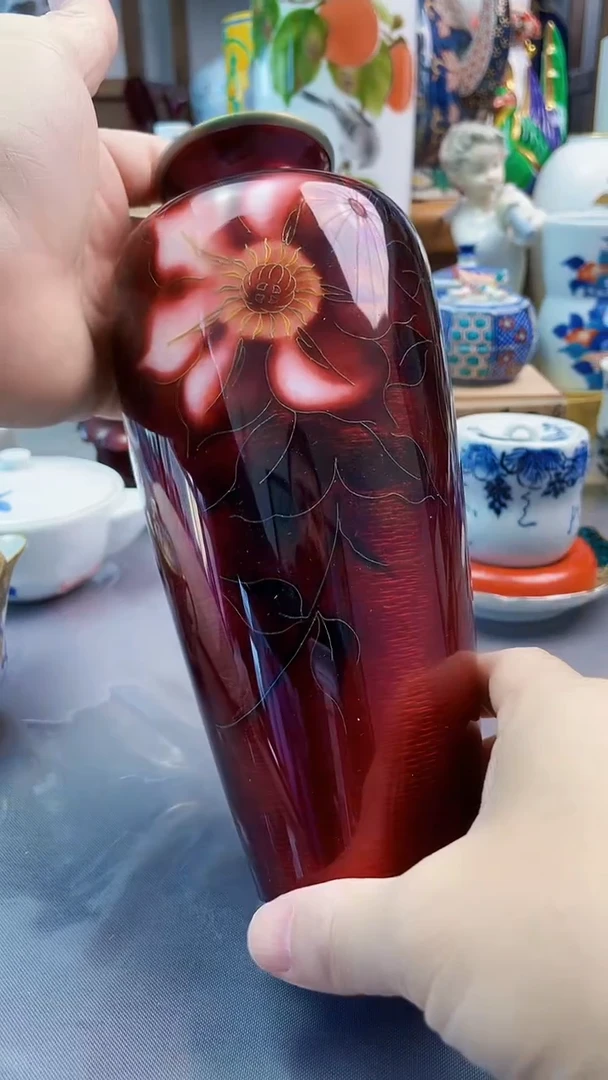 瓷片七宝铜胎花瓶