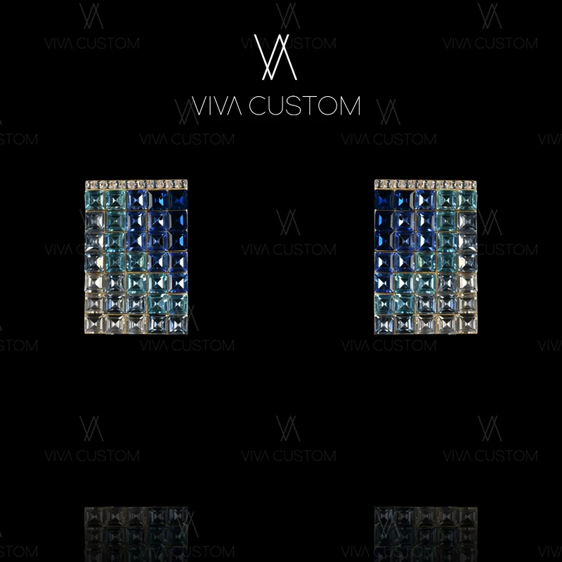 铜合金合成锆石耳饰 （精工系列）重工奢华渐变星光耳钉