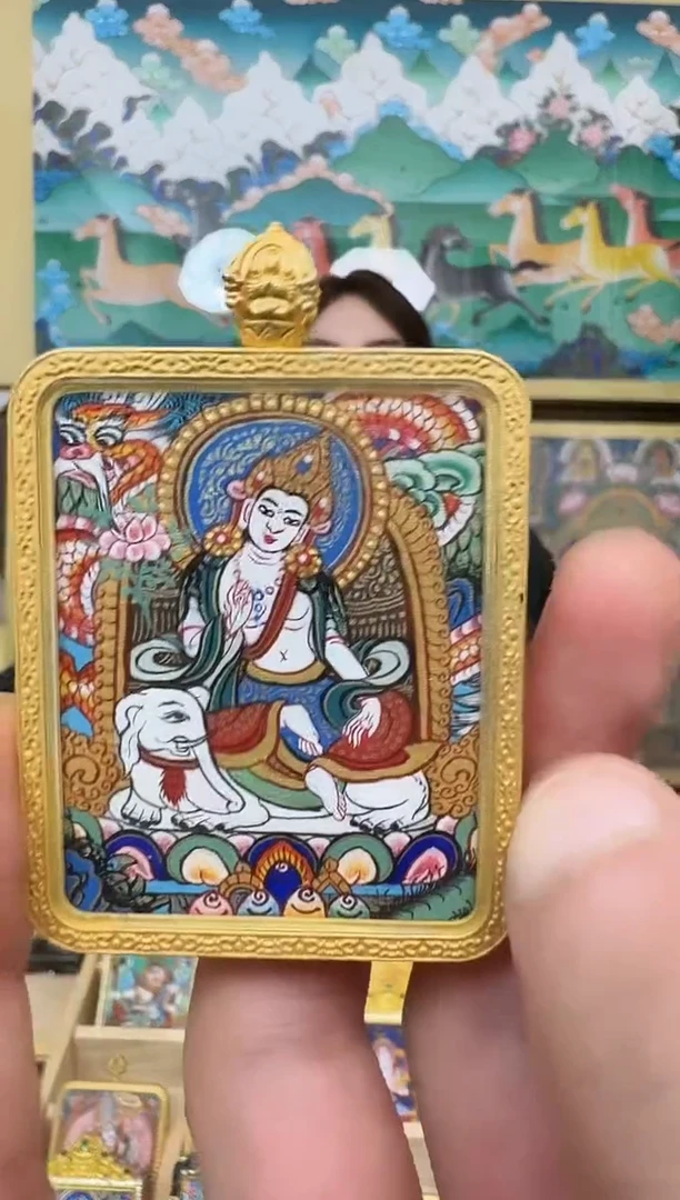 吊坠普老师-热贡纯手绘唐卡吊坠