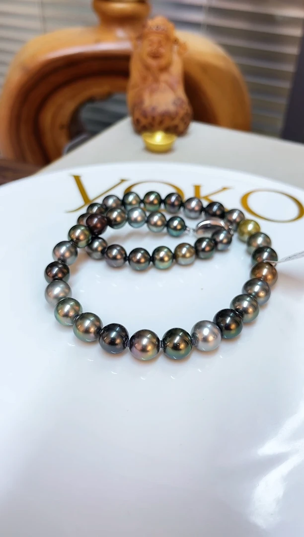 银S925镶嵌颈饰海水珍珠S***韩10-12mm