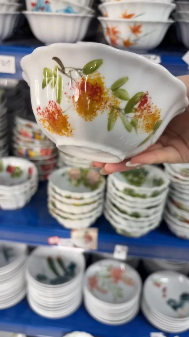 瓷片景德镇高温陶瓷食品级手绘釉中彩-花边碗