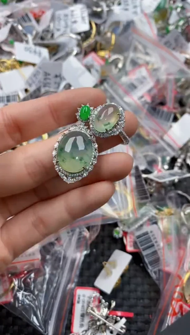 银S925镶嵌戒指翡翠111   7