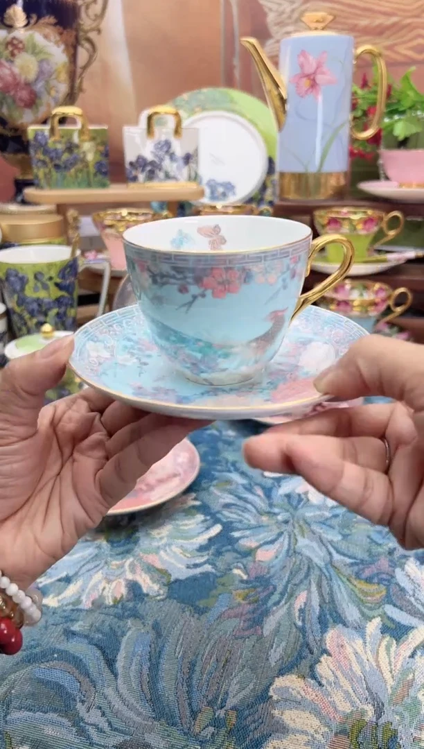 瓷片灵羽系列青色螺钿杯碟