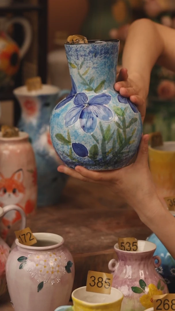 陶瓷431景德镇设计师手作花器摆件侘寂风