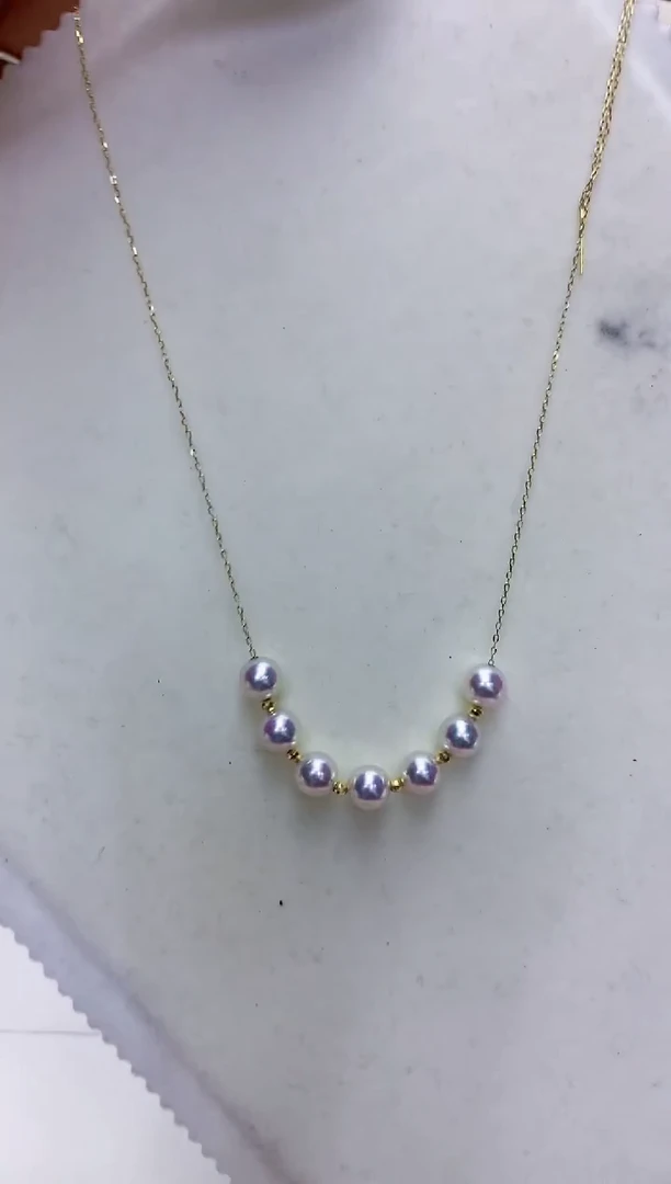 【闪购商品】海水珍珠商品18K金镶嵌6-7微笑满天星项链