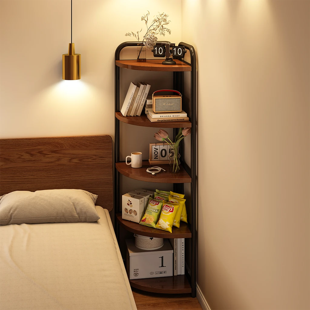 转角书架落地置物架简易多层角柜客厅家用卧室墙角靠墙书柜收纳