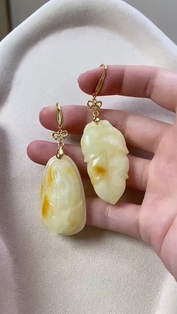 琥珀未镶嵌耳饰耳环
