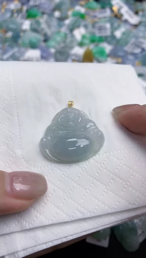 【闪购商品】翡翠颈饰18K金镶嵌天然缅甸翡翠A货