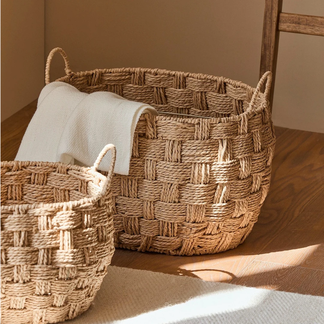 宜然家居纸绳脏衣篮玩具杂物收纳箱卧室收纳篮储物收纳盒编织框