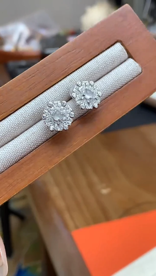 【闪购商品】翡翠耳饰银S925镶嵌耳钉