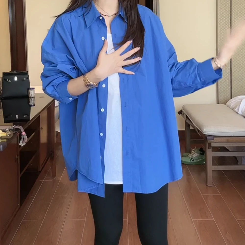 2025春季时尚休闲韩版简约百搭设计衬衫上衣女长袖宽松衬衣