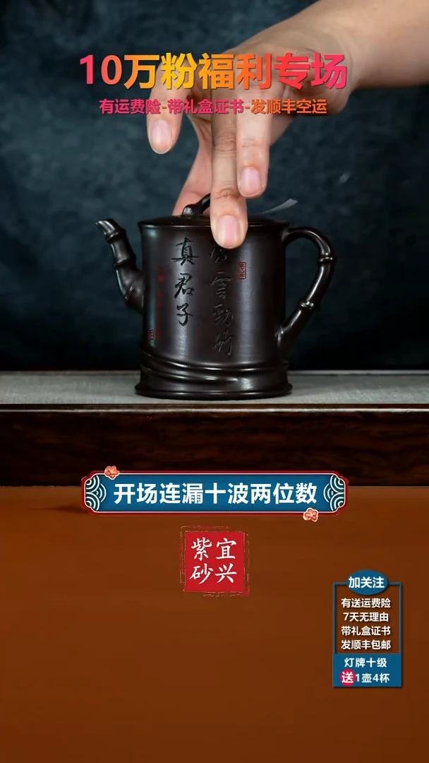 茶壶紫砂顾建华赤龙血砂凌云劲竹240CC