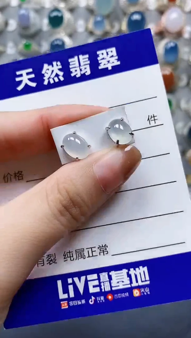 翡翠银S925镶嵌耳饰0156