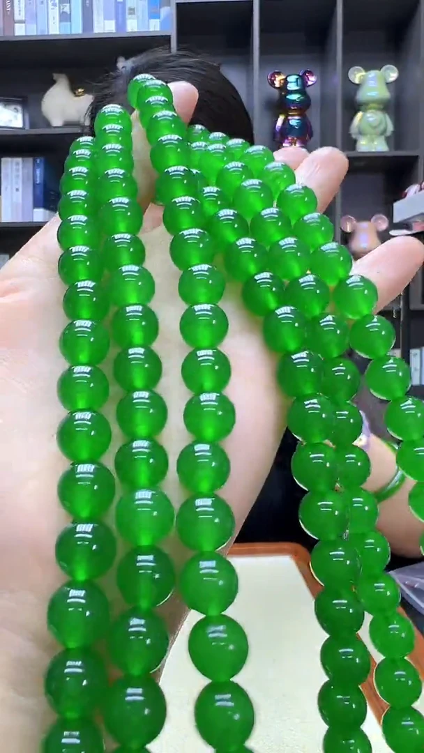 翡翠14K金镶嵌颈饰沉白diy劲饰10mm项链