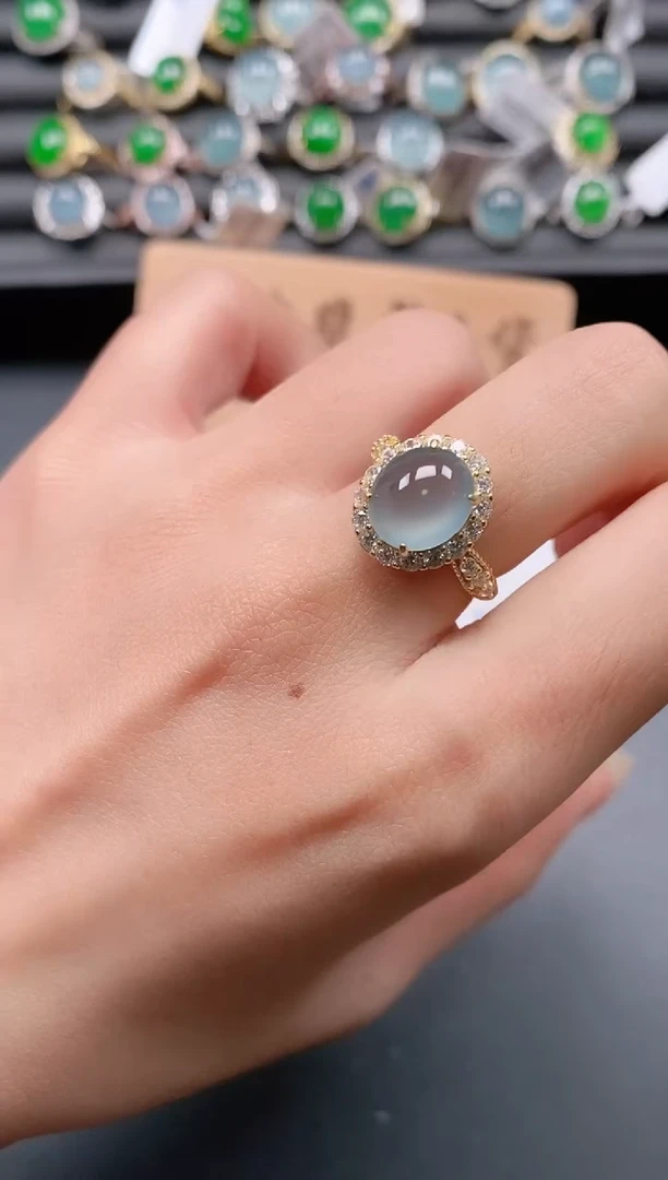 银S925镶嵌戒指翡翠1