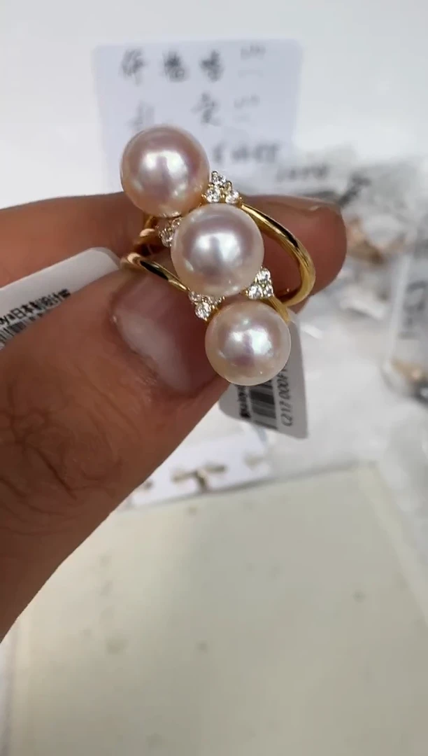 银S925镶嵌戒指海水珍珠多样性发其一