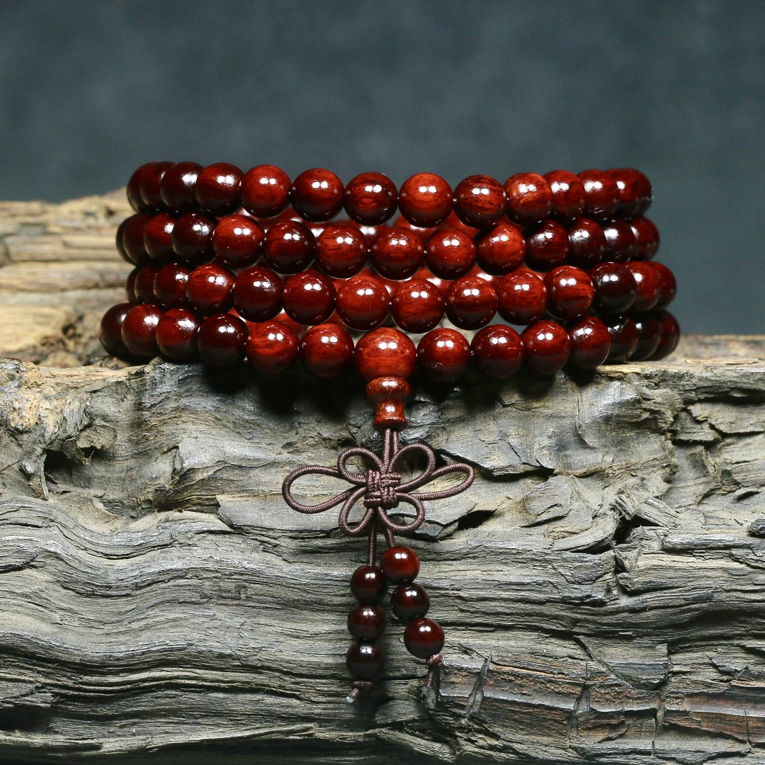 印度小叶紫檀7mm*108颗老料泥料微包浆男款男女士佛珠项链手串