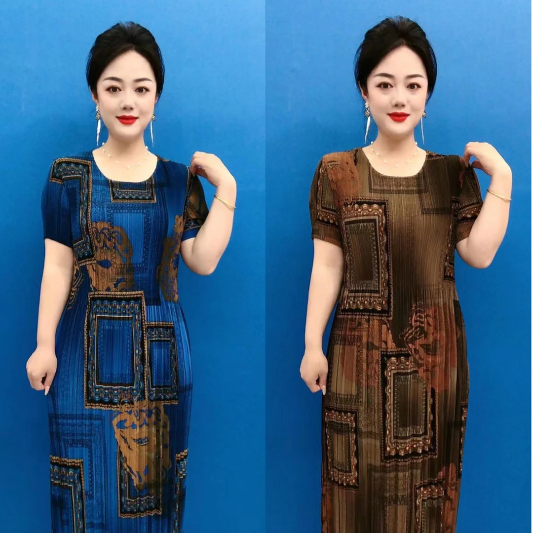 PC-方块图时尚褶皱连衣裙（不定位花型）