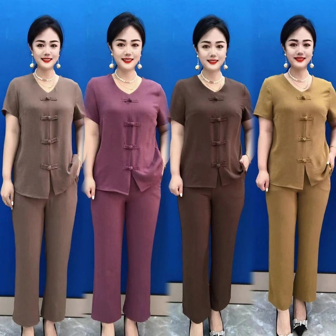 88022#四盘扣中老年套装