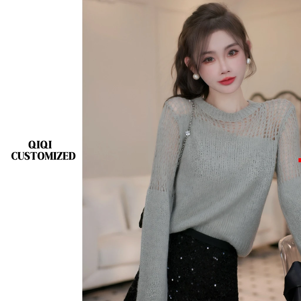 【戚戚高级定制】韩国东大门设计感镂空毛衣#5896