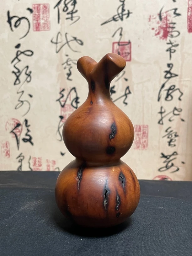 天然雷击枣木葫芦雷焦手把件摆件道家工艺品手工雕刻木雕
