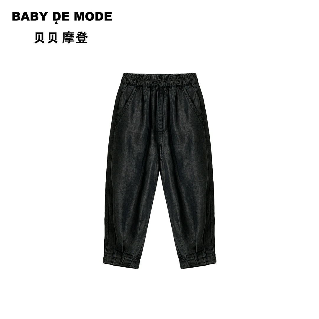 贝贝摩登童装2023夏季新品男女童天丝休闲百搭束脚裤长裤Y25FP62