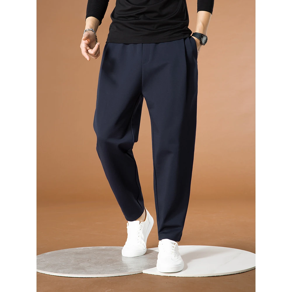 休闲男款藏蓝色宽松潮流简约百搭款舒适弹力运动小脚小脚裤男款