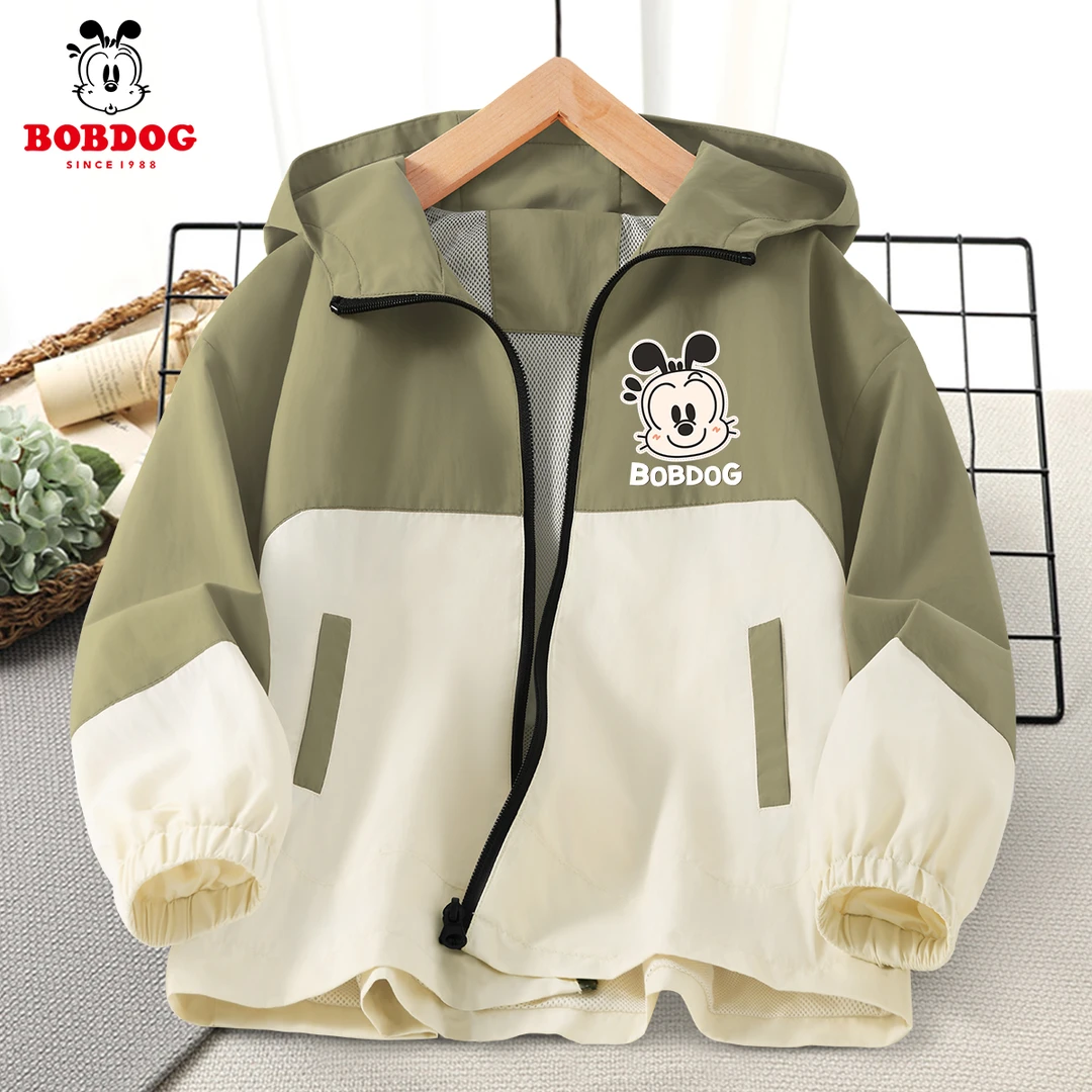 巴布豆卡乐童装男童冲锋衣秋季2025新款春秋时尚儿童连帽外套秋装